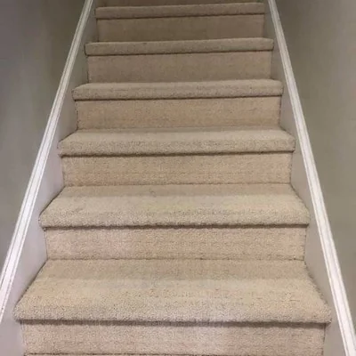 Clean carpet stairs after professional cleaning
