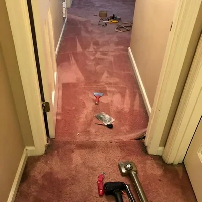 Carpet hallway before cleaning