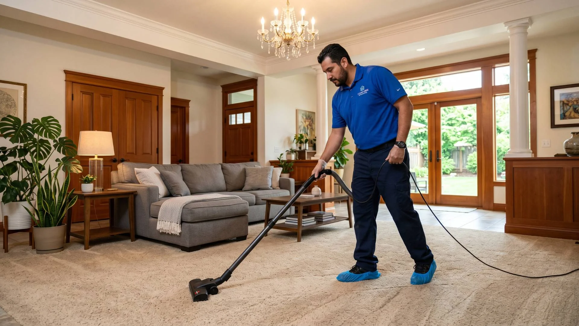 Regular house cleaning service — vacuuming and surface maintenance